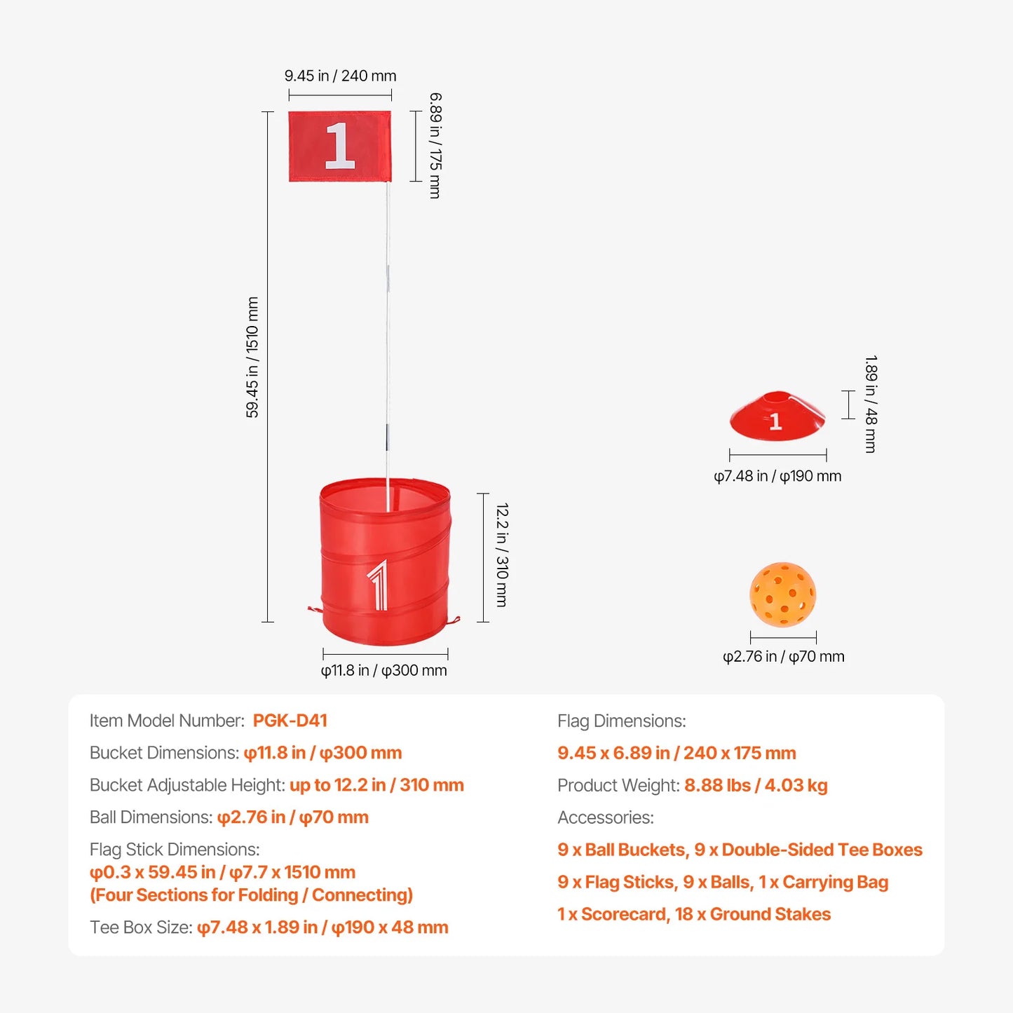 SucceBuy Backyard Golf Game 3 Hole Bucket Practice Set Kids