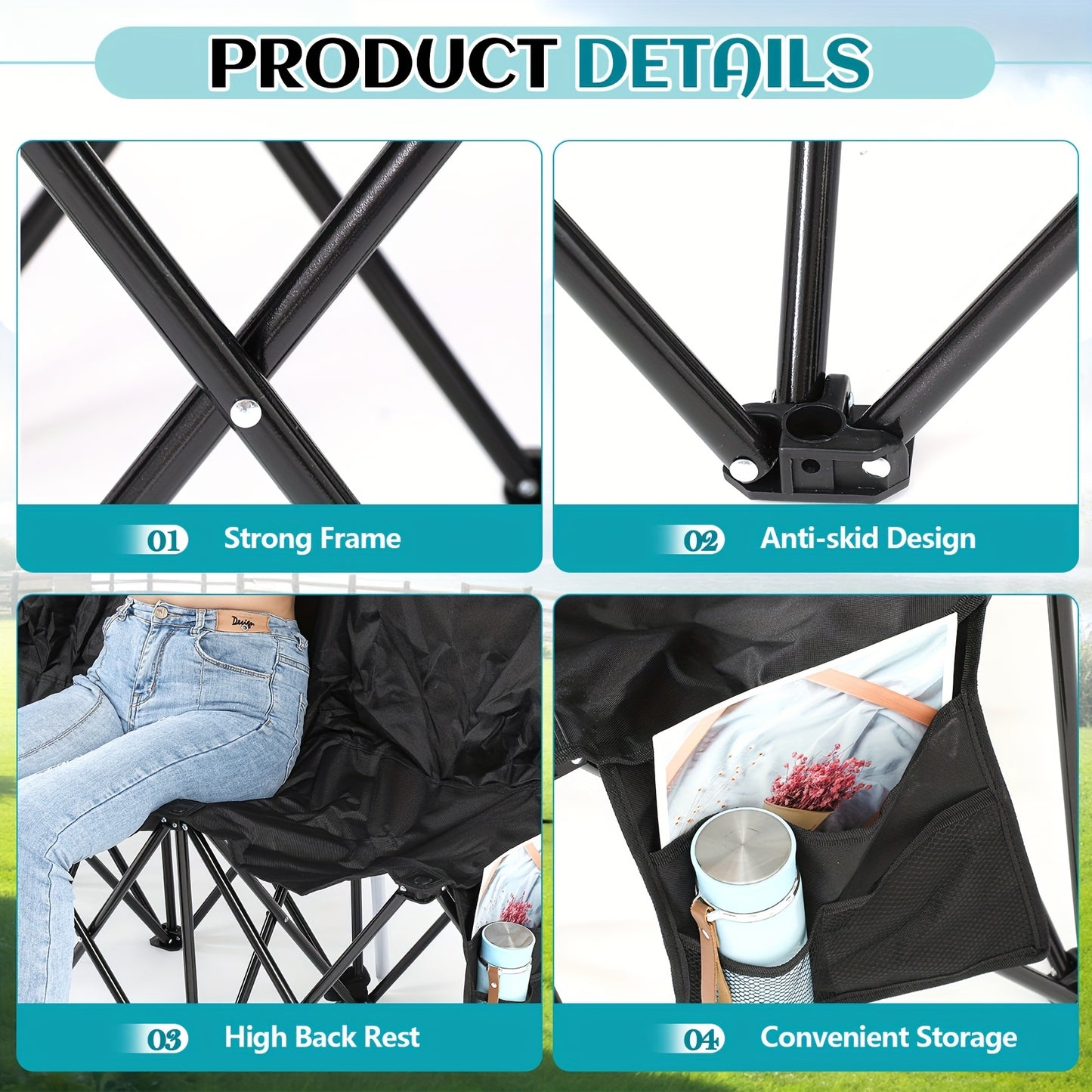 Heavy Duty Folding Soccer Bench Chair With Umbrella