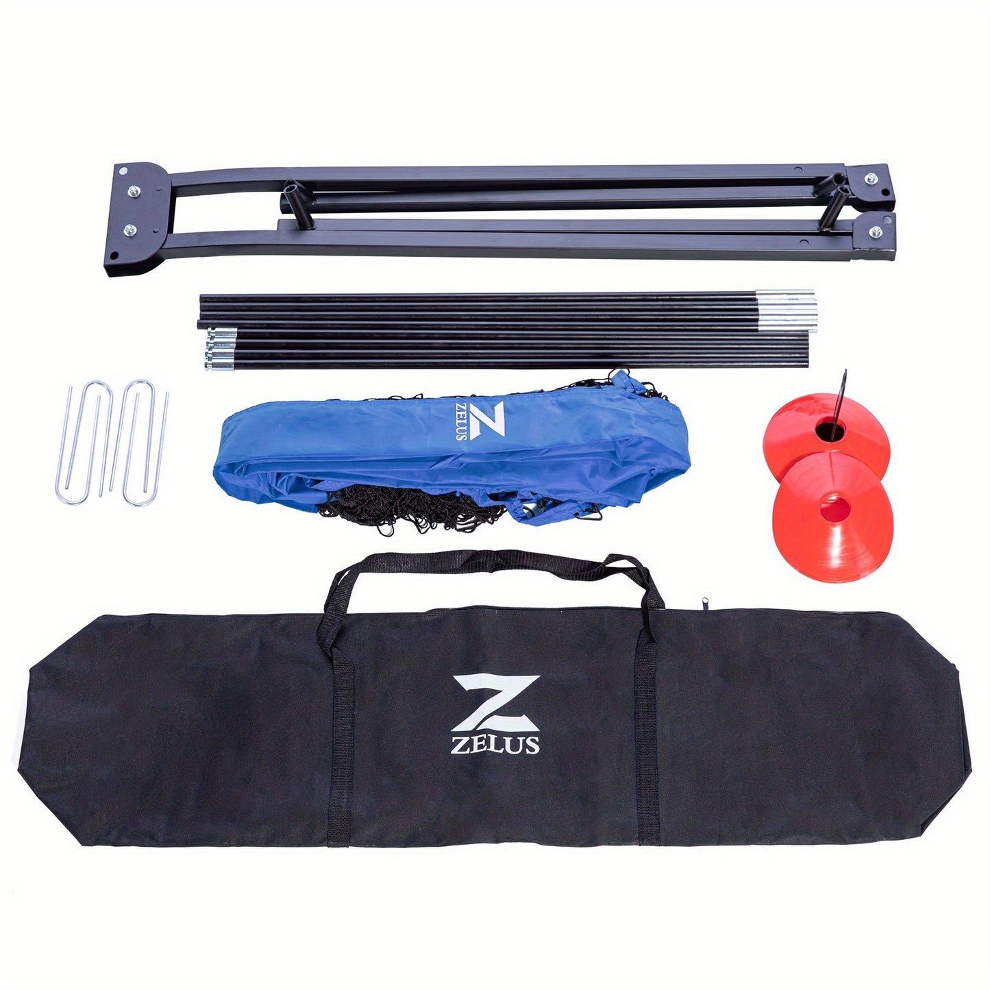 ZELUS Portable Soccer Goal Set With Knotless Net And Cones