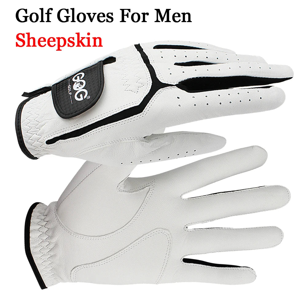 GVOVLVFCN Sheepskin Genuine Leather Golf Gloves For Men