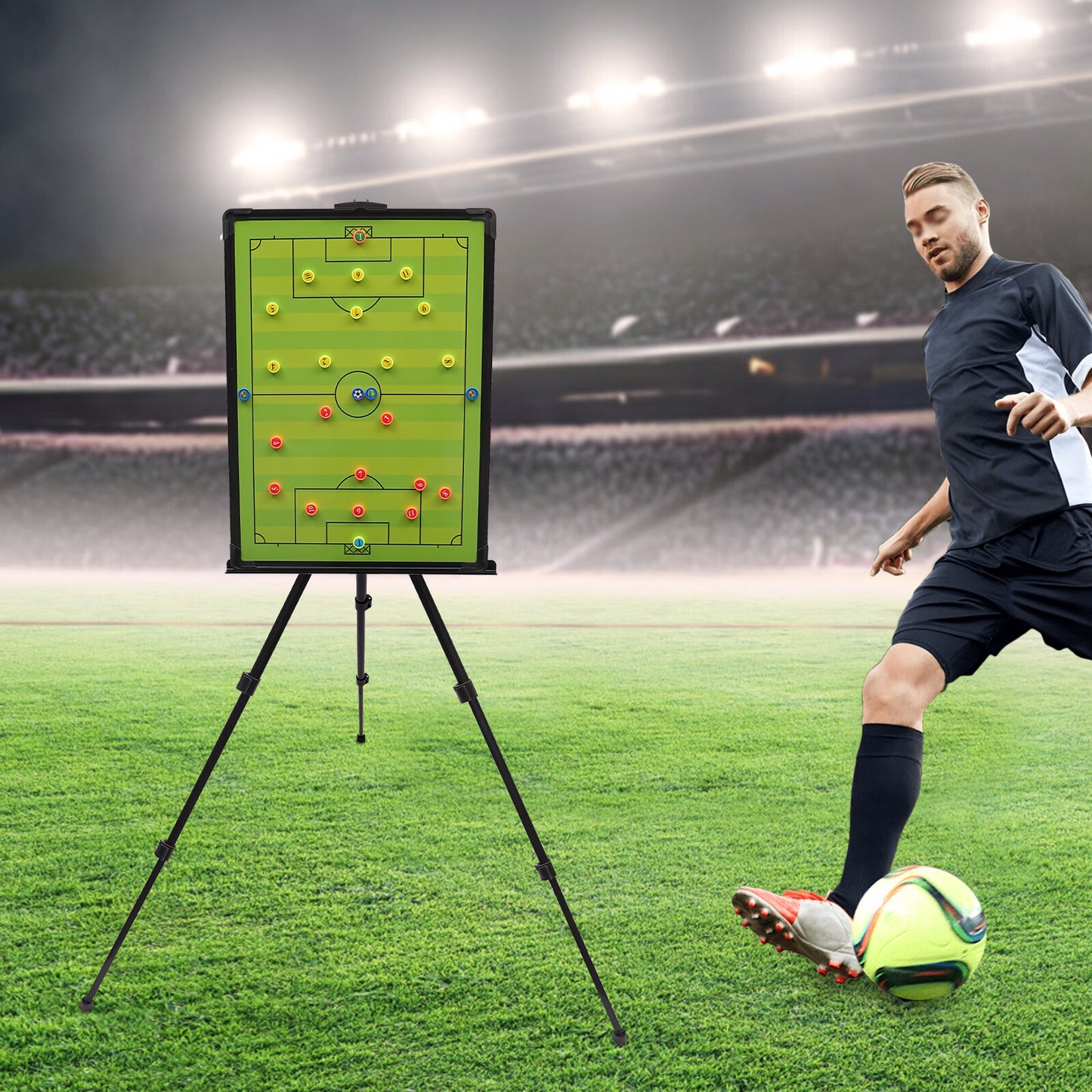 OUKANING Soccer Tactics Board With Tripod Stand And Magnets