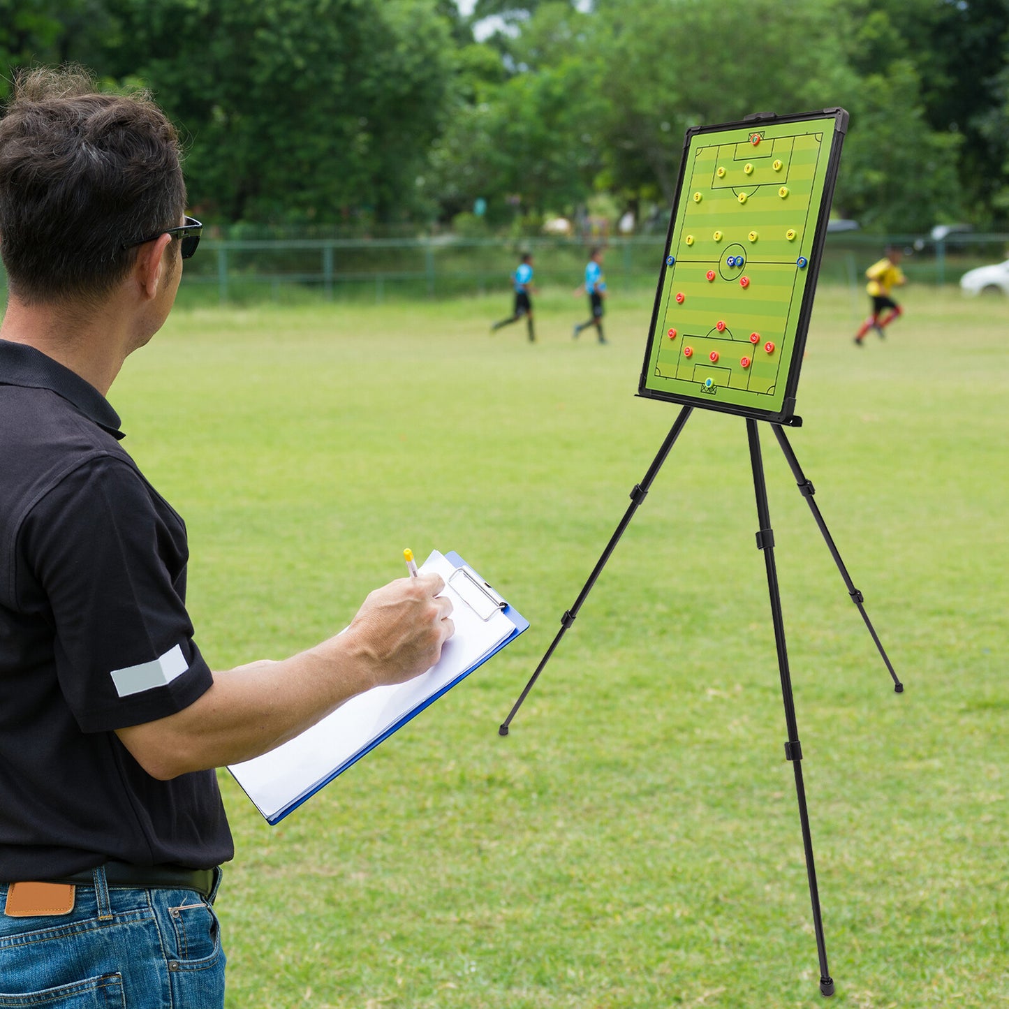 OUKANING Soccer Tactics Board With Tripod Stand And Magnets